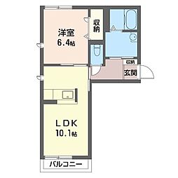 メゾン・ド・ソレイユB 1LDKの間取図画像