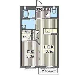 メゾン・ド・ソレイユC 1LDKの間取図画像