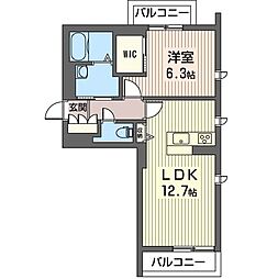 プレジール西原 1LDKの間取図画像