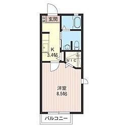 プリムローズ 1Kの間取図画像