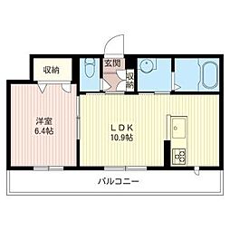クレインヒルズ2 1LDKの間取図画像
