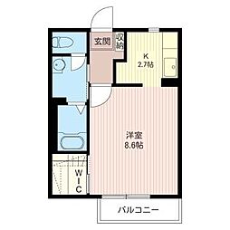 メゾン・ド・ボヌールB 1Kの間取図画像