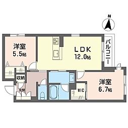 メゾン ド ソラーナ 2LDKの間取図画像