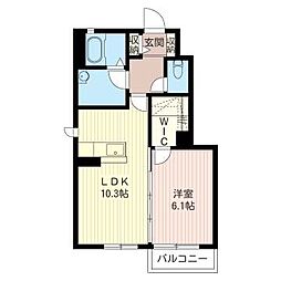 フレグランス1 1LDKの間取図画像