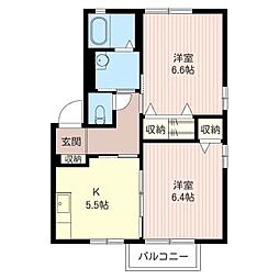 フリージア 2Kの間取図画像