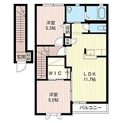 アベルト・コートB 2LDKの間取図画像