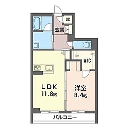 PSレジデンス高崎 1LDKの間取図画像