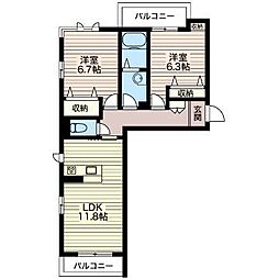 レガーロ 2LDKの間取図画像