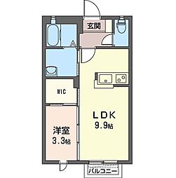 ル・ミエール中居3 1LDKの間取図画像