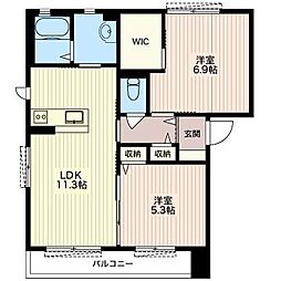 オリエンタルE 2LDKの間取図画像