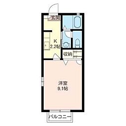 パークサイド東城南B 1Kの間取図画像