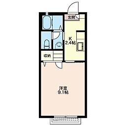 フルール古山B 1Kの間取図画像
