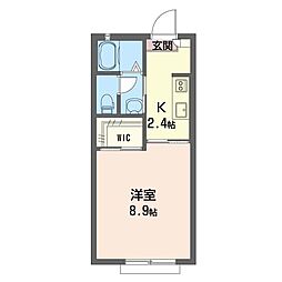 フルール古山B 1Kの間取図画像