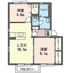 セピアコートA 2LDKの間取図画像