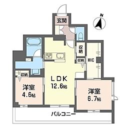 アルプ・フーベル 2LDKの間取図画像