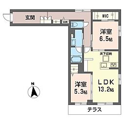 シャーメゾン湘南茅ヶ崎香川 2LDKの間取図画像