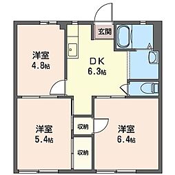 ソシアルハイムS 3DKの間取図画像