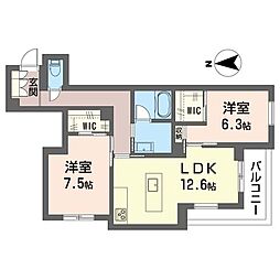 エルミタージュIII 2LDKの間取図画像