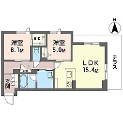 シャーメゾン ヴィータ 2LDKの間取図画像