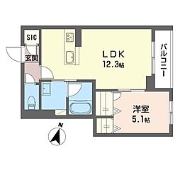 エクセレンス 1LDKの間取図画像