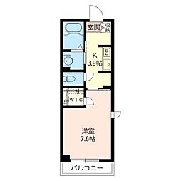 ルナリア 1Kの間取図画像