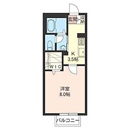 第13須賀ハイツ 1Kの間取図画像