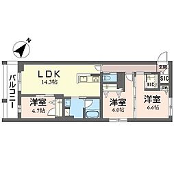 エトワール・フィラント 3LDKの間取図画像