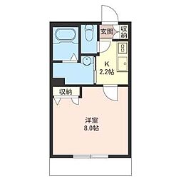 レジデンス堀江 1Kの間取図画像