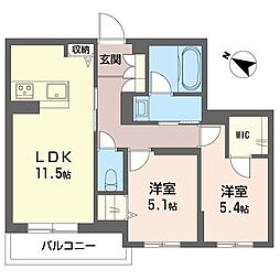 デルフィ淕番館 2LDKの間取図画像