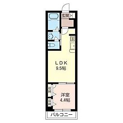 レジデンス幸 1LDKの間取図画像
