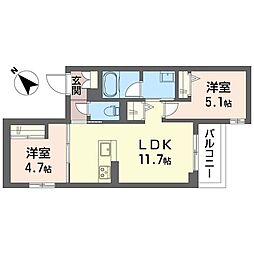 メゾン海 2LDKの間取図画像