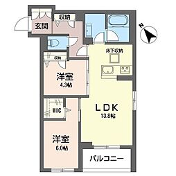 シャーメゾンマコト 2LDKの間取図画像