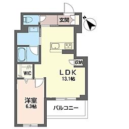シャーメゾンマコト 1LDKの間取図画像