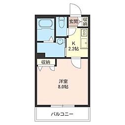 レジデンス堀江 1Kの間取図画像