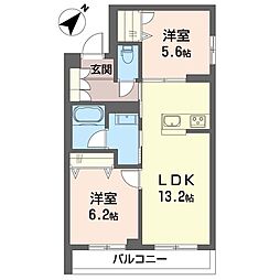 ラフィネII 2LDKの間取図画像