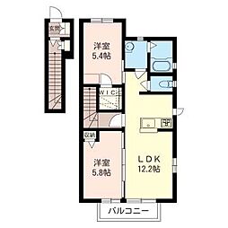 グランスクエアB 2LDKの間取図画像