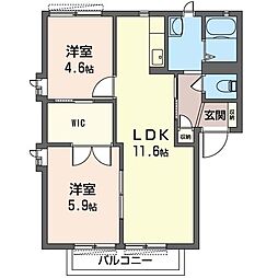 サンフォレストA 2LDKの間取図画像