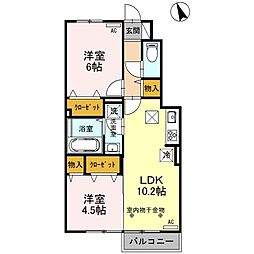 ダイヤモンド　Ａ 1階2LDKの間取り