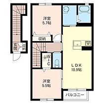 アークコート昭和 201 ｜ 群馬県伊勢崎市昭和町1802-1（賃貸アパート2LDK・2階・56.80㎡） その2