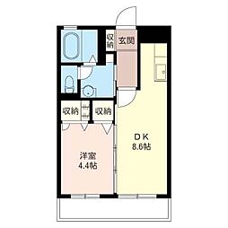 ヴィクトワール 1LDKの間取図画像