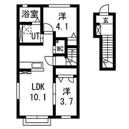 グランシャス・雅 2階2LDKの間取り