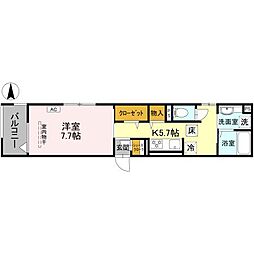 La Maison 表町 1Kの間取図画像