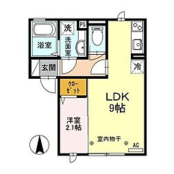 ラ・ステラ宮前町 1DKの間取図画像