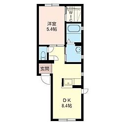 ヴィラ・ブルーノE 1階1LDKの間取り
