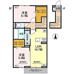 ハイトラスト B 2LDKの間取図画像