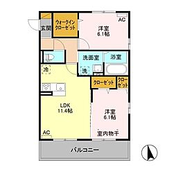 ルリッシュC 2LDKの間取図画像