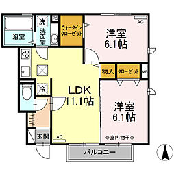 グランポアロA 2LDKの間取図画像