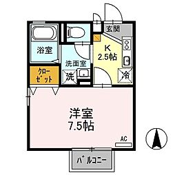 マルベリー 1Kの間取図画像