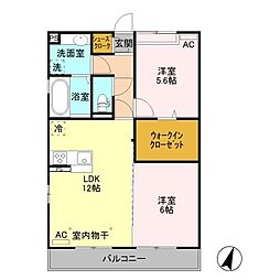ComfortHill 2LDKの間取図画像