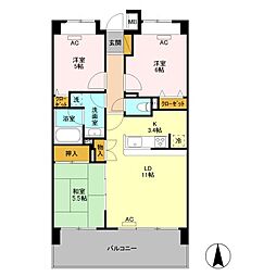 モナーク伊勢崎 3LDKの間取図画像
